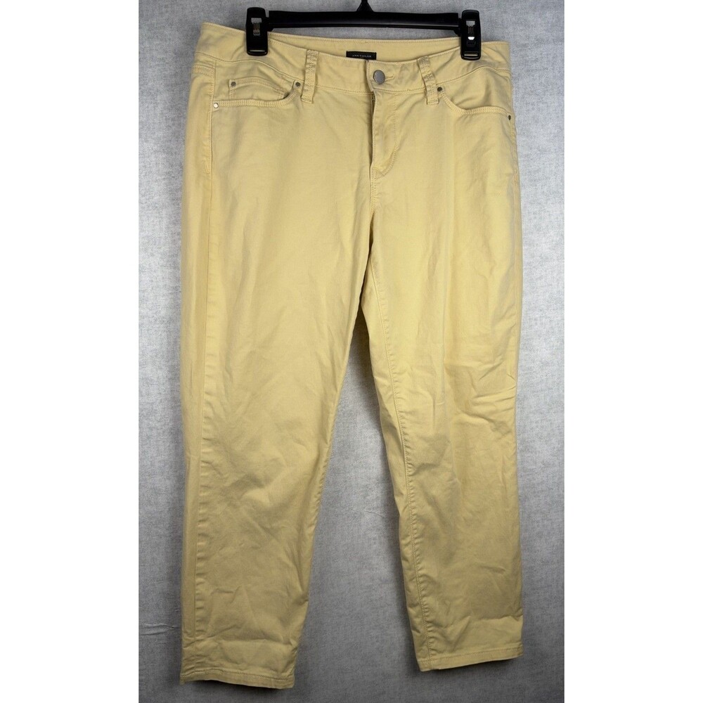 Ann Taylor Women Butter Yellow Curvy Capri Pants Size 10 Crop Stretch 25” Inseam